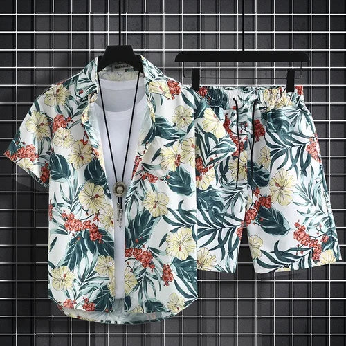 Floral Design men Beach short set - MENLL