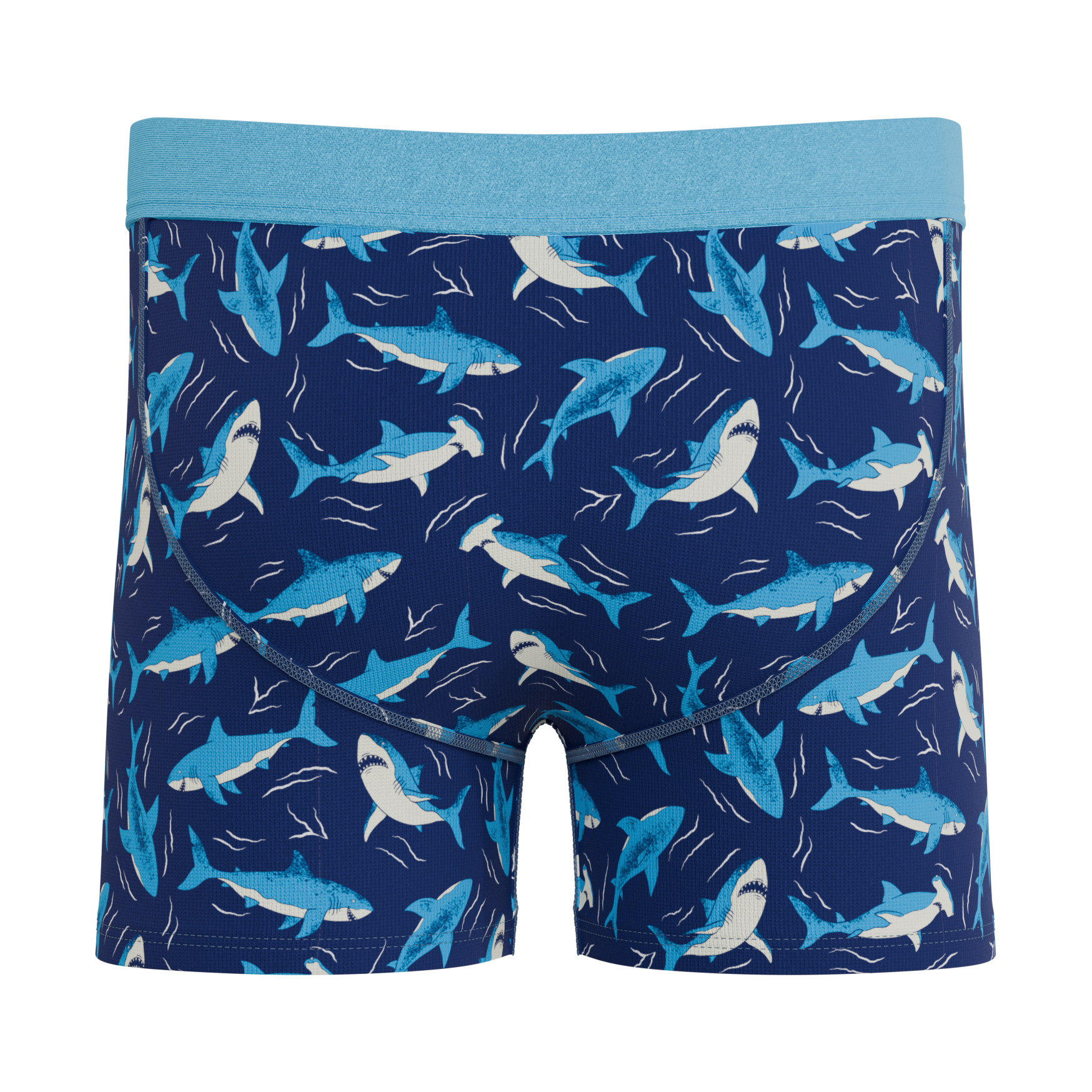 Shinesty The Shark Lark kids underwear, folded to display the vibrant ocean shark print and premium, durable fabric for everyday wear.