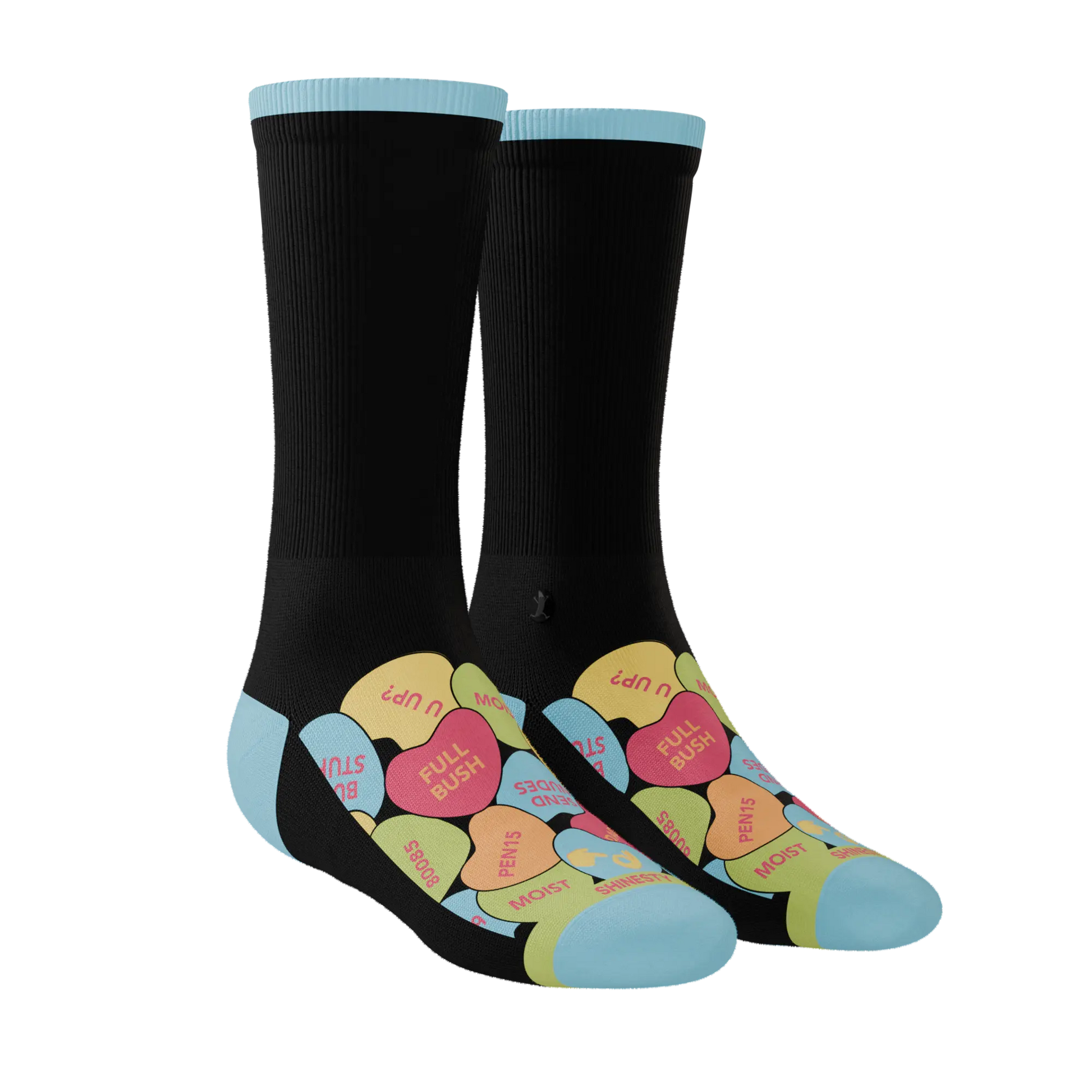 The Smooth Talker | Candy Hearts Heel Hammock™ Crew Socks Shinesty