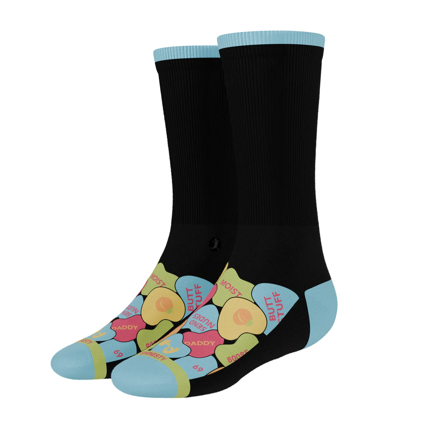 The Smooth Talker | Candy Hearts Heel Hammock™ Crew Socks Shinesty