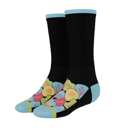 The Smooth Talker | Candy Hearts Heel Hammock™ Crew Socks Shinesty
