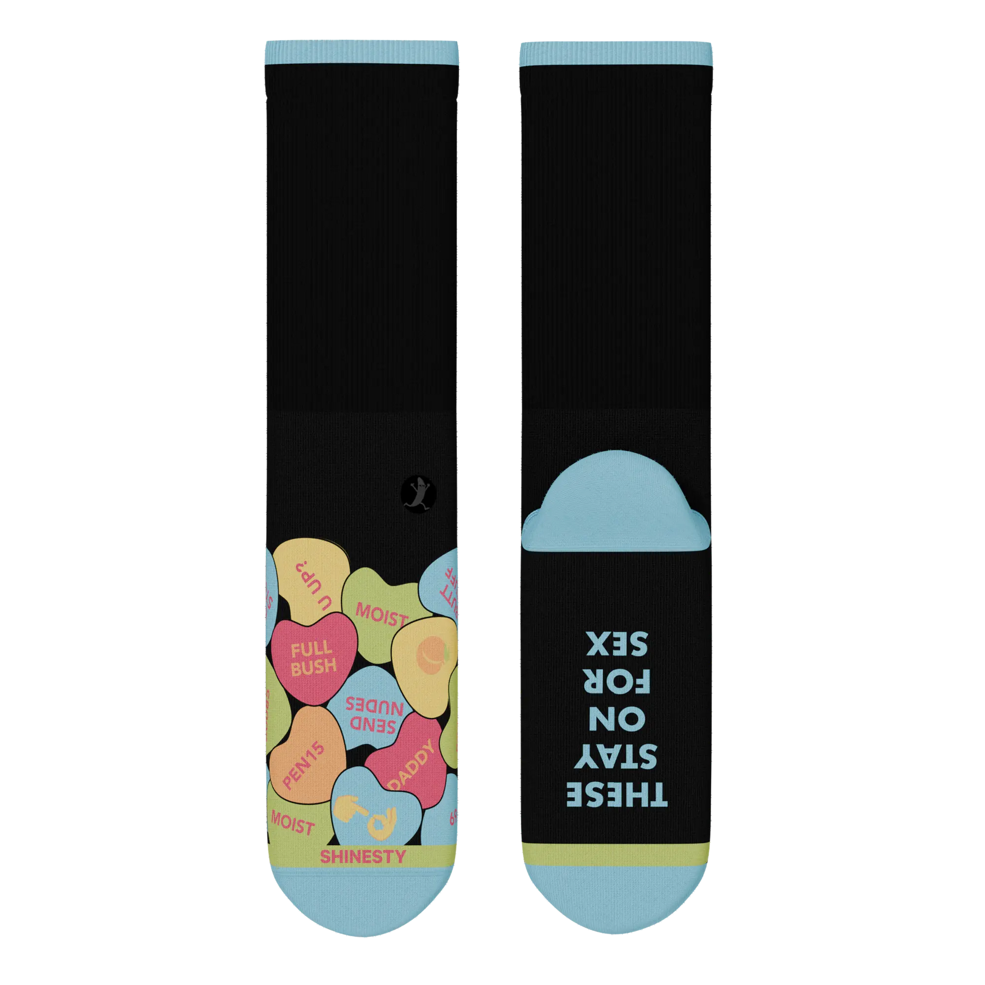 The Smooth Talker | Candy Hearts Heel Hammock™ Crew Socks Shinesty