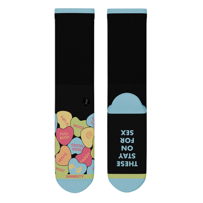 The Smooth Talker | Candy Hearts Heel Hammock™ Crew Socks Shinesty