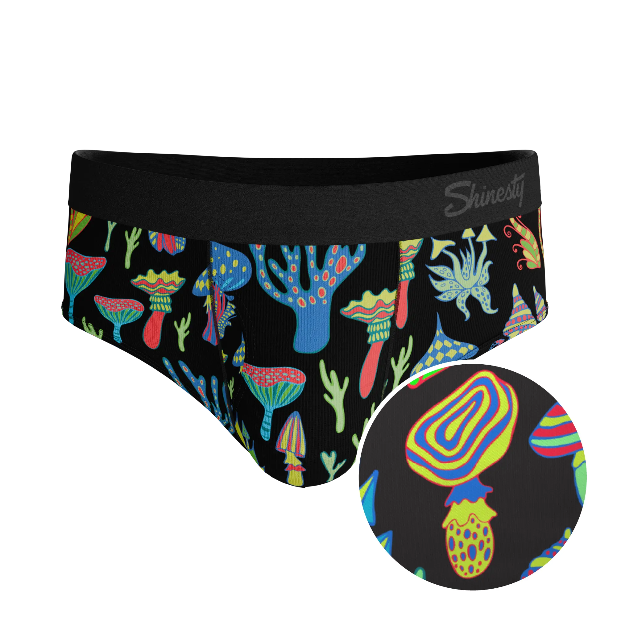 The Super Shroom | Neon Mushrooms Ball Hammock® Pouch Underwear Briefs Shinesty