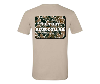 Support Blue Collar Tee - Retro Camo County Line Company