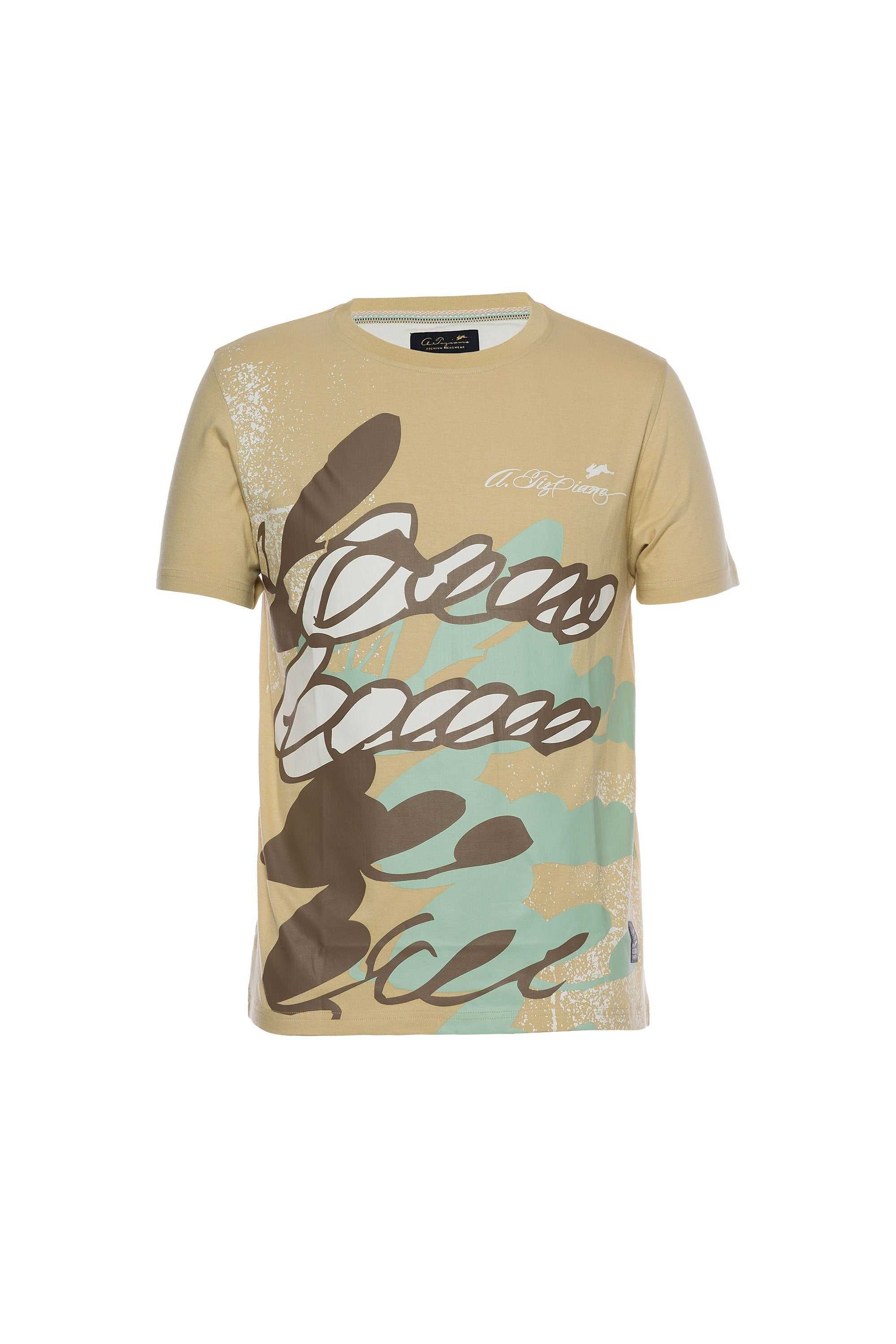 Walker graphic print tee with short sleeves and crew neck, featuring a front body graphic and signature rabbit print at the left chest, made from 100% cotton jersey knit.
