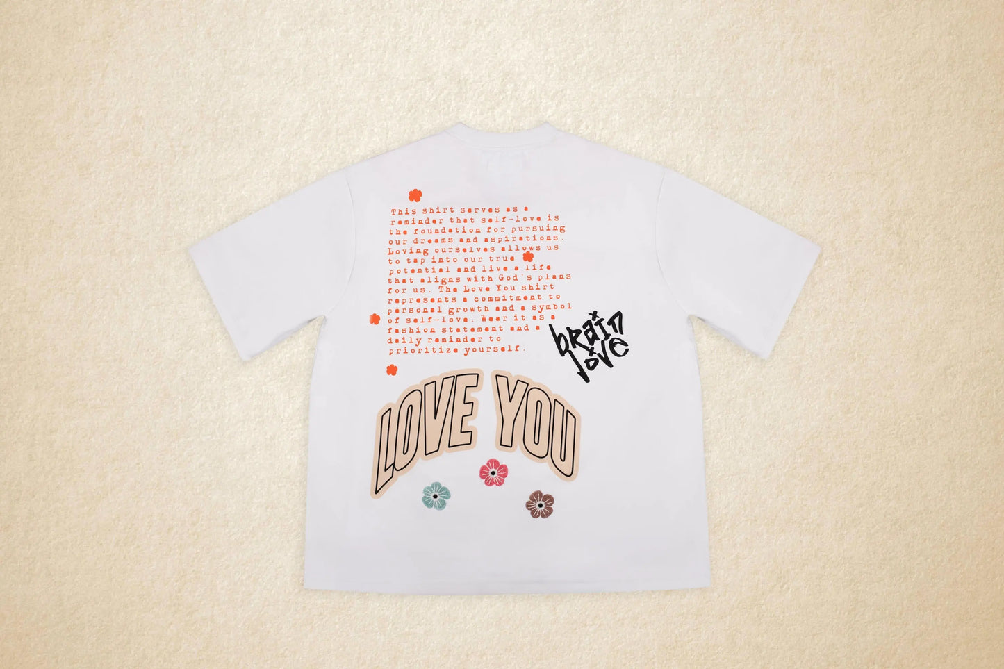 Love You T Shirt White Short Sleeve Cotton Tee Relaxed Fit - MENLL