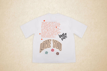 Love You T Shirt White Short Sleeve Cotton Tee Relaxed Fit - MENLL