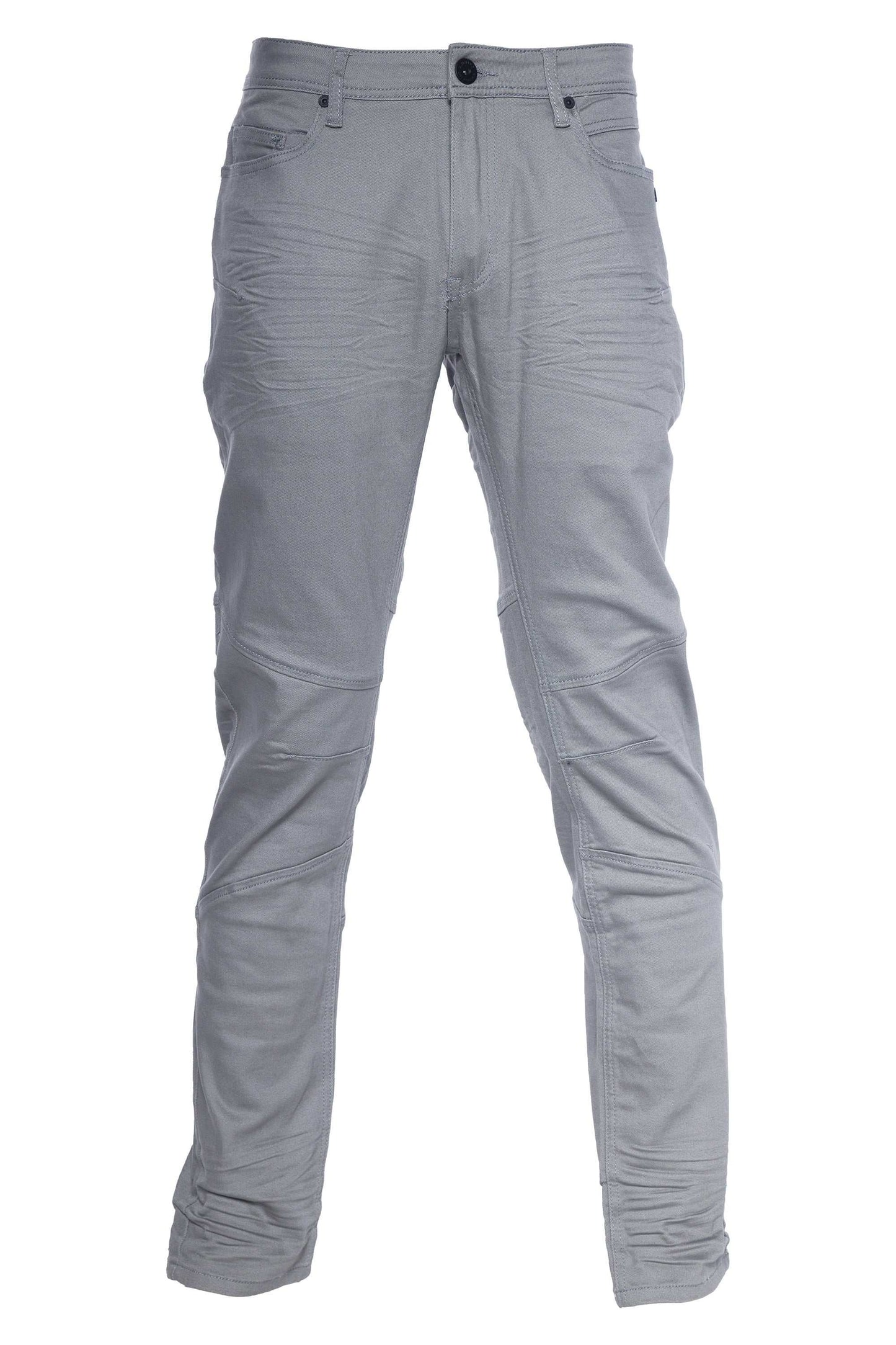Men's Five Pocket Jeans with knee articulation and rinse wash.