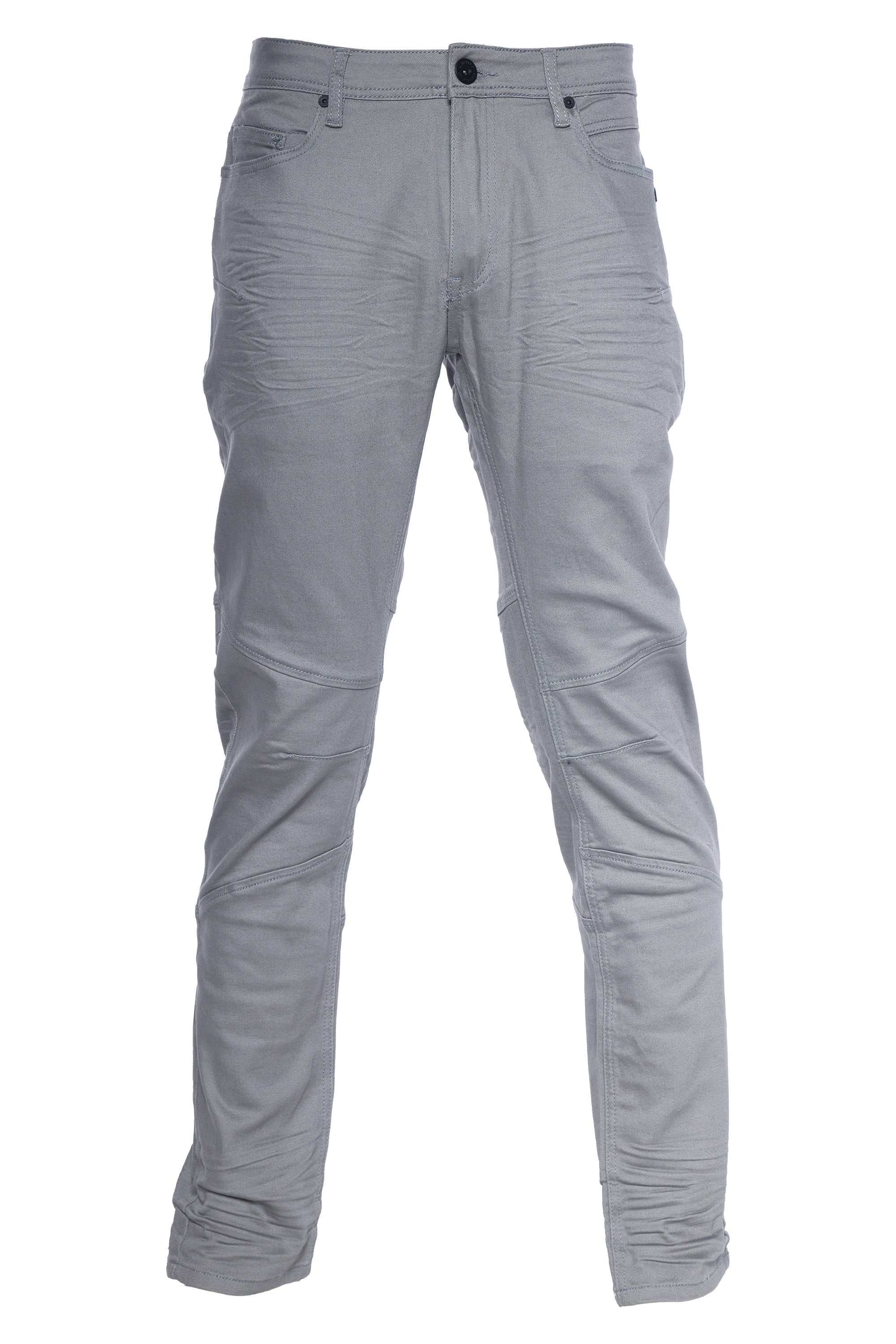 Men's Five Pocket Jeans with knee articulation and rinse wash.