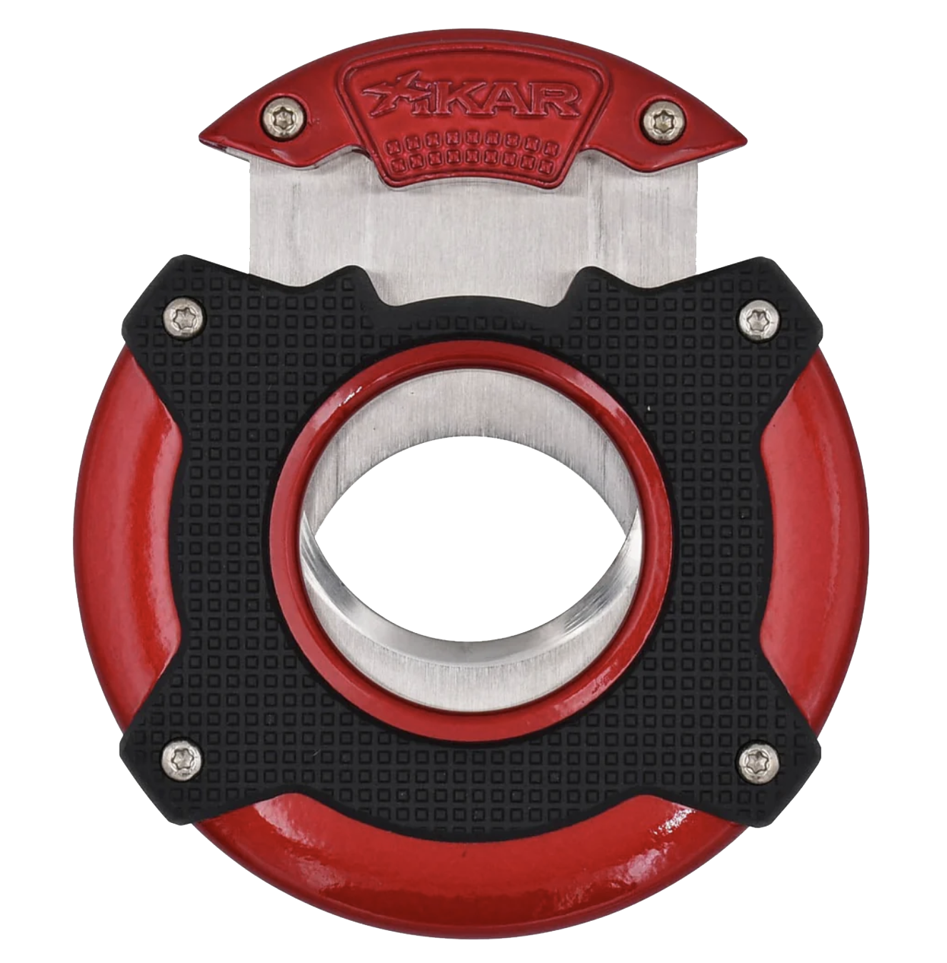 XIKAR® Ensō Cigar Cutter in red with double-guillotine stainless steel blades and durable armor.