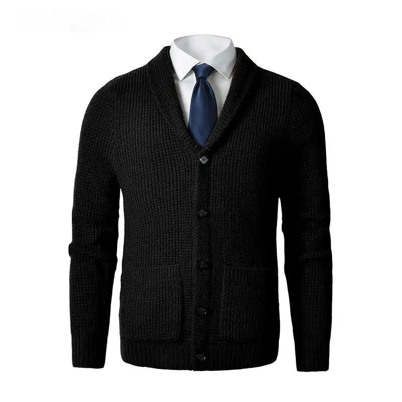 Wool Cardigan For Men, Knitted Cardigan Sweater, Classic V Neck, Button Front, Business Casual Knitwear - MENLL