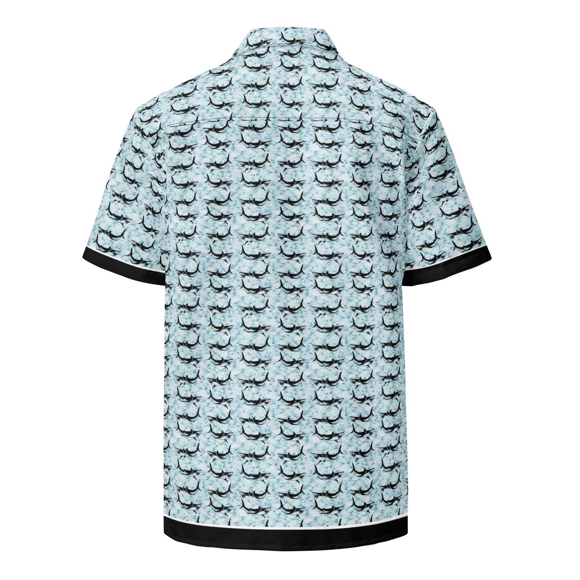 Shark Frenzy Button Down Hawaiian Shirt - MENLL