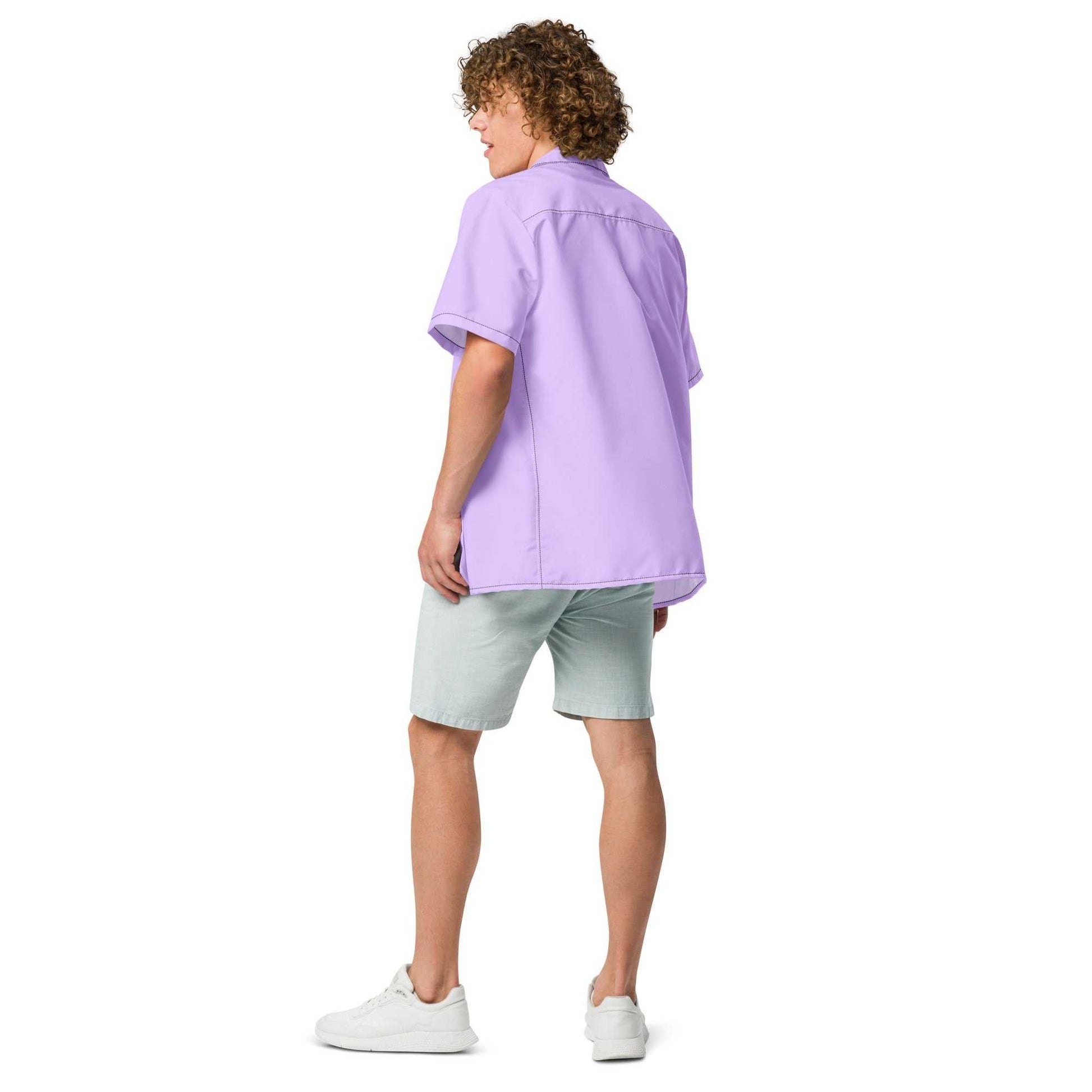 Labelless Deep Purple Button Down Camp Shirt - MENLL