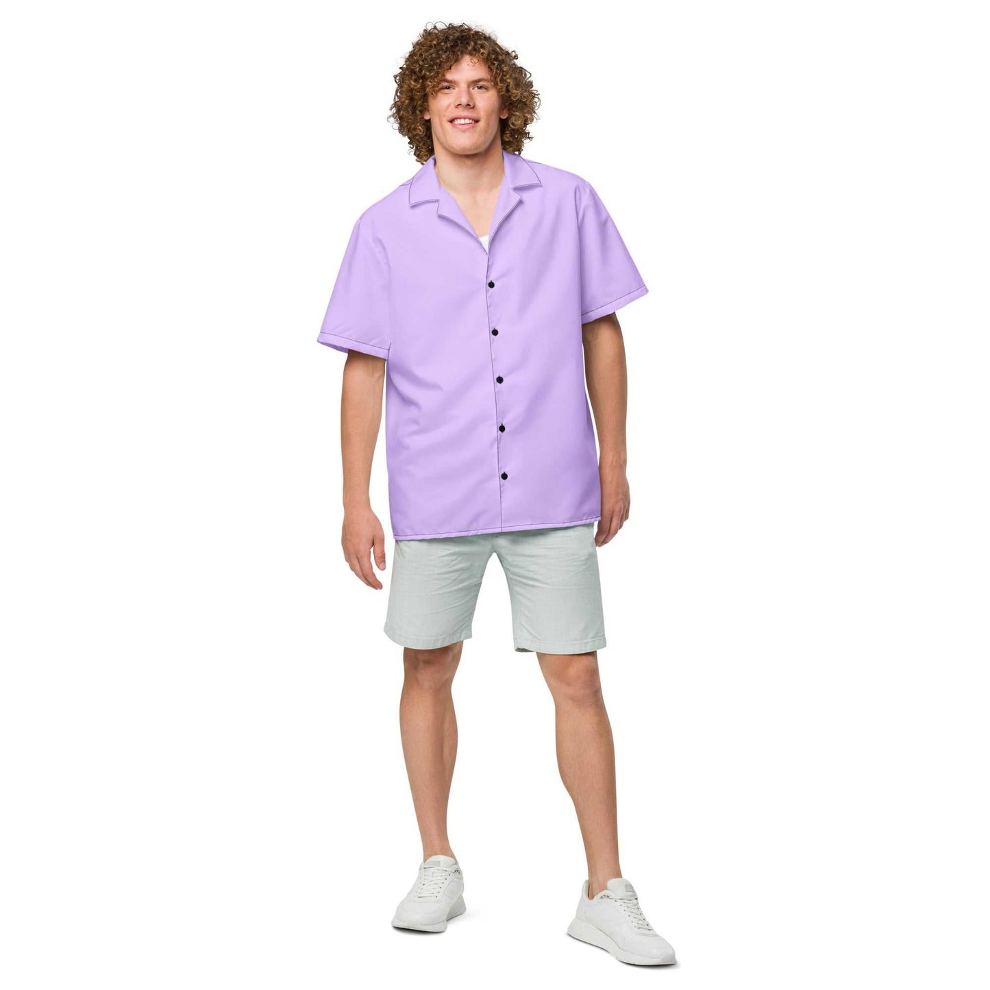 Labelless Deep Purple Button Down Camp Shirt - MENLL