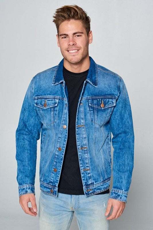 Men's Denim Jacket, 100% cotton, 10 OZ denim, available in S-M-L-XL, made in Bangladesh.