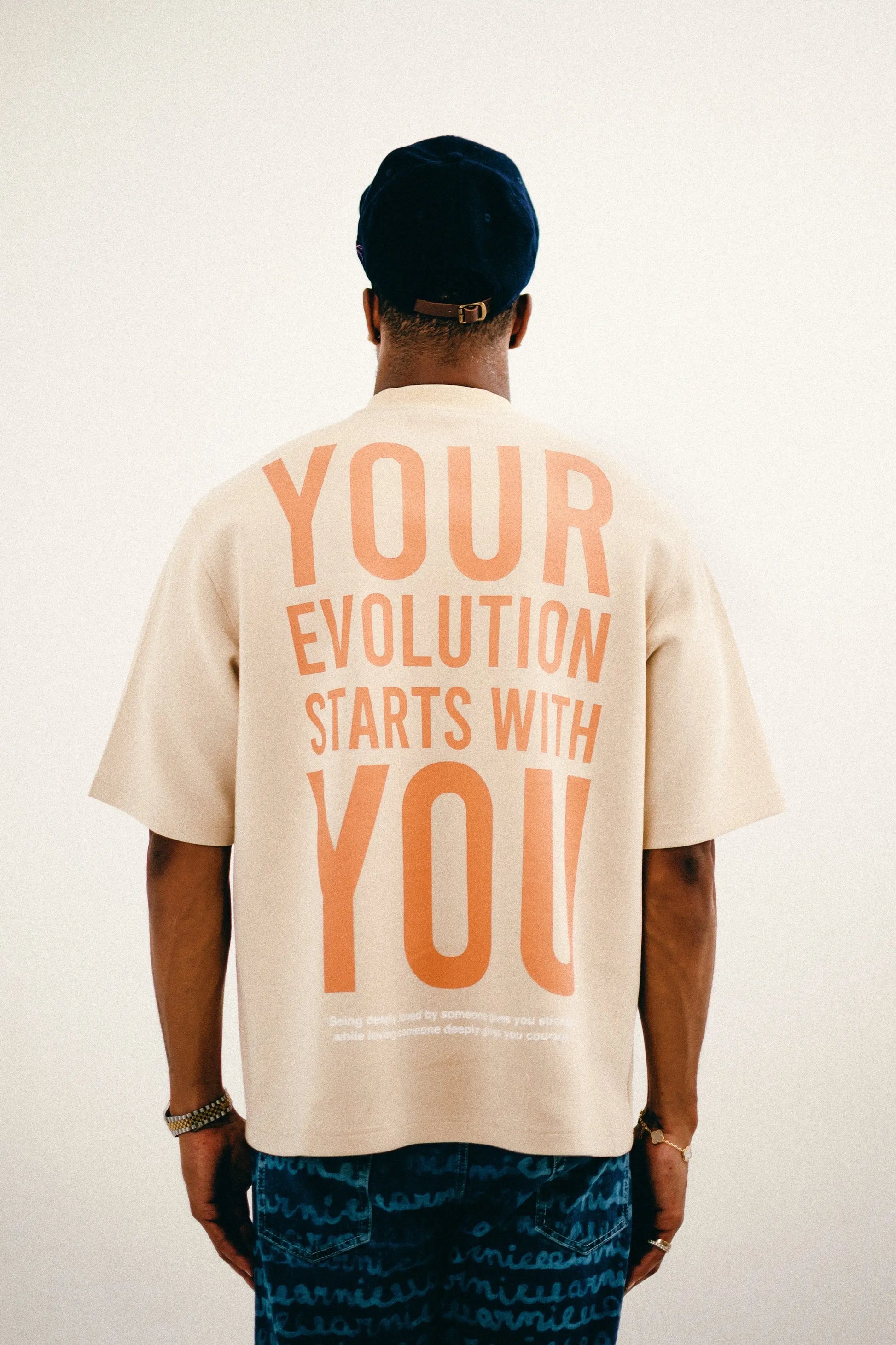 Your Evolution Starts With You Cream T Shirt Premium Cotton - MENLL