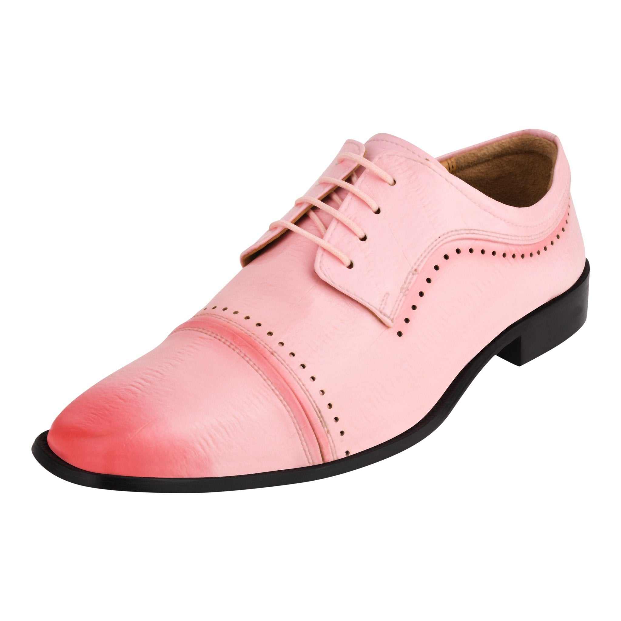 BRUCE Leather Oxford Style Dress Shoes with eel printed design and rubber sole.