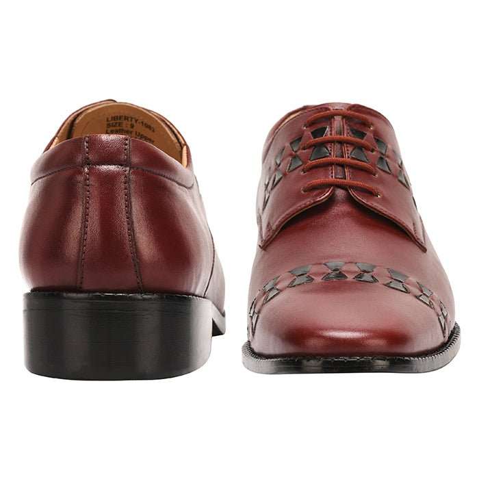 Carrey Leather Derby Style Dress Shoes for Men - Black and Burgundy Colors - MENLL