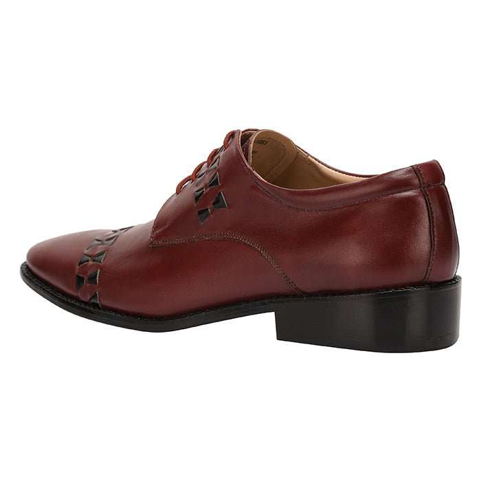 Carrey Leather Derby Style Dress Shoes for Men - Black and Burgundy Colors - MENLL