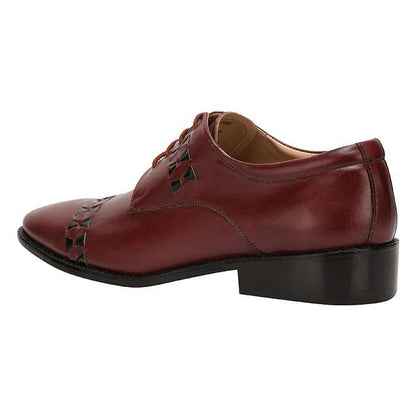 Carrey Leather Derby Style Dress Shoes for Men - Black and Burgundy Colors - MENLL