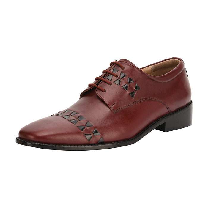 Carrey Leather Derby Style Dress Shoes for Men - Black and Burgundy Colors - MENLL