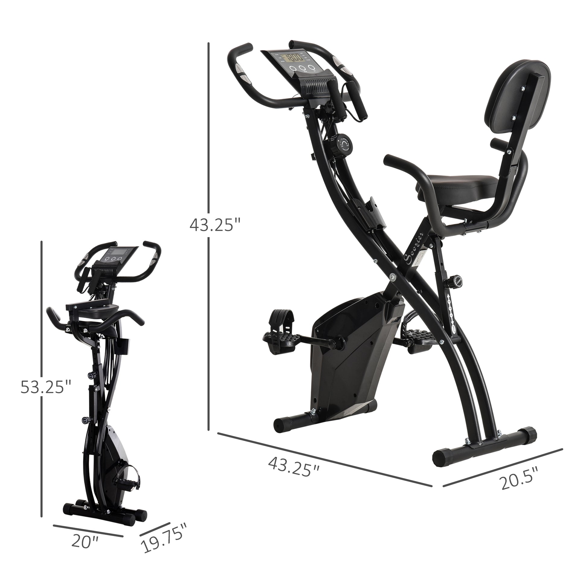 Soozier Folding Upright Recumbent Stationary Exercise Bike With Resistance Band And Lcd Display by MENLL