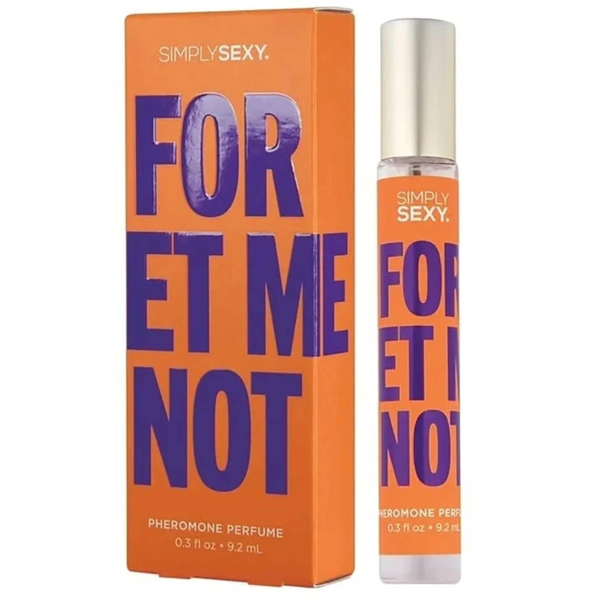 Simply Sexy Pheromone Perfume Oil Forget Me Not 10.2 ML bottle with packaging, featuring an enticing blend of floral and woody notes.