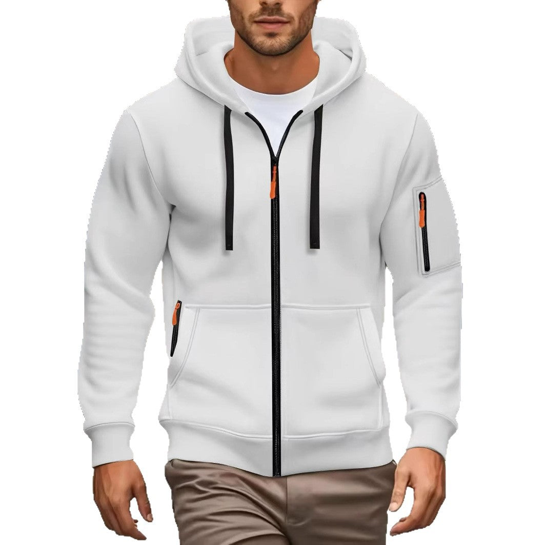 MENLL Zipper Hoodie Men's Sports Casual Cardigan Coat Warm Fleece