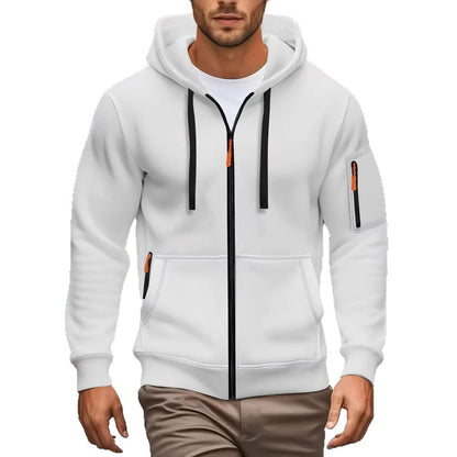 MENLL Zipper Hoodie Men's Sports Casual Cardigan Coat Warm Fleece