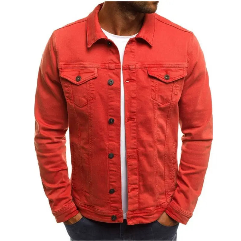 Men Denim Jacket Casual 95 Percent Cotton Breathable Button Front Everyday Streetwear - MENLL