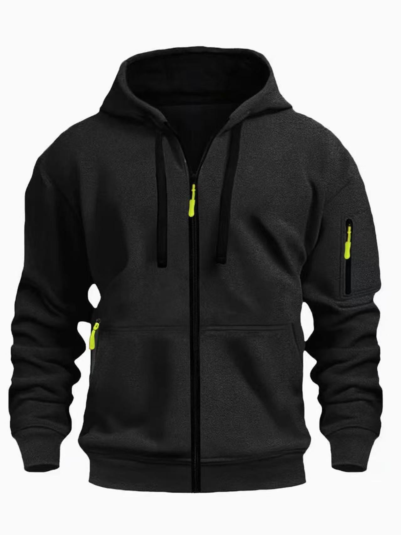 MENLL Zipper Hoodie Men's Sports Casual Cardigan Coat Warm Fleece