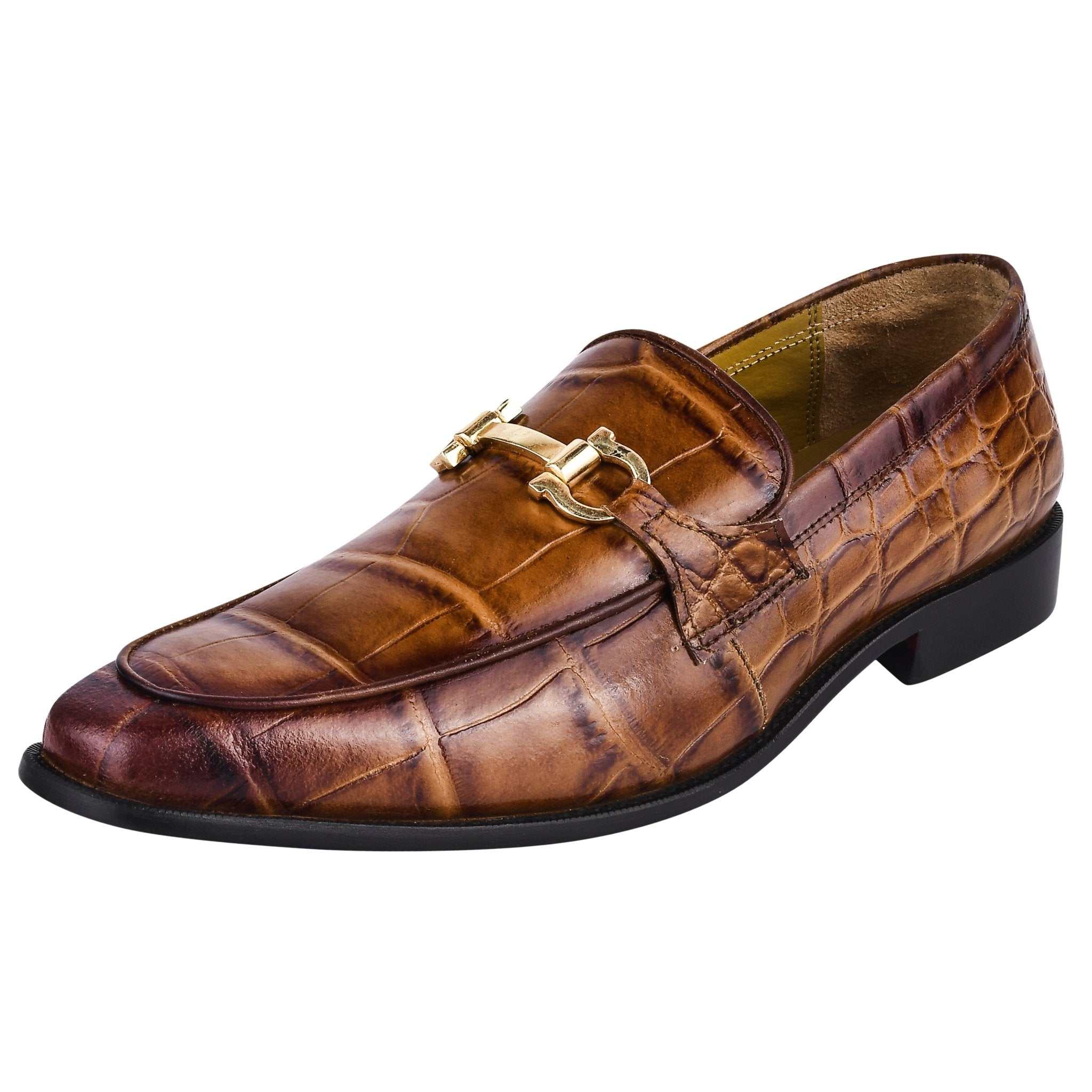 Doblin Genuine Leather Slip-On Men Loafer Shoes with rubber sole and exotic pattern.
