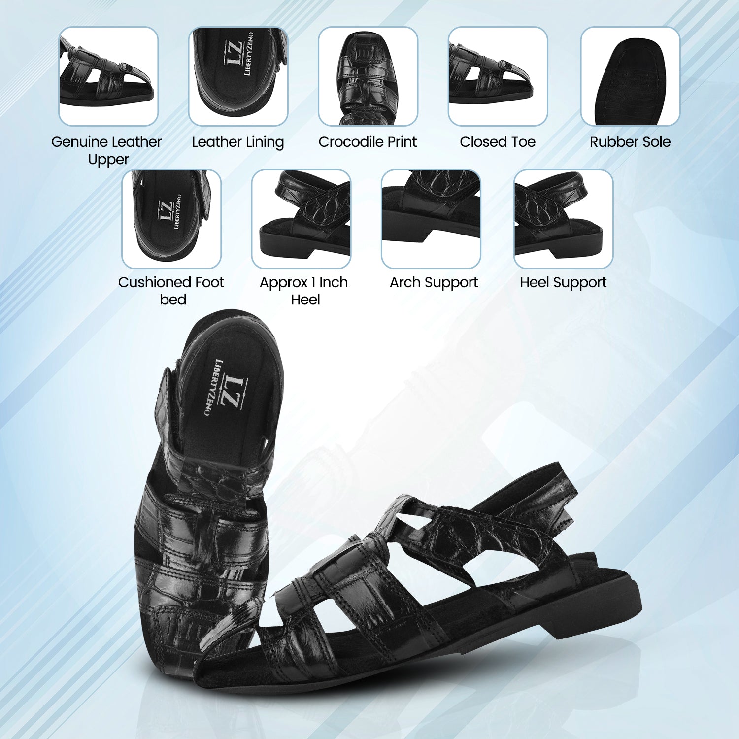 Accessories - DYTAN Kids Genuine Leather Fisherman Crocodile Print Des LIBERTYZENO