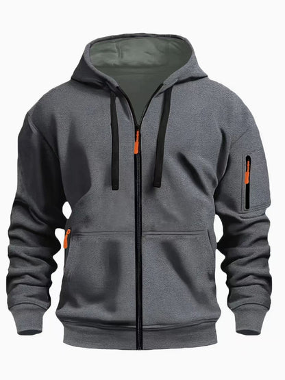 MENLL Zipper Hoodie Men's Sports Casual Cardigan Coat Warm Fleece