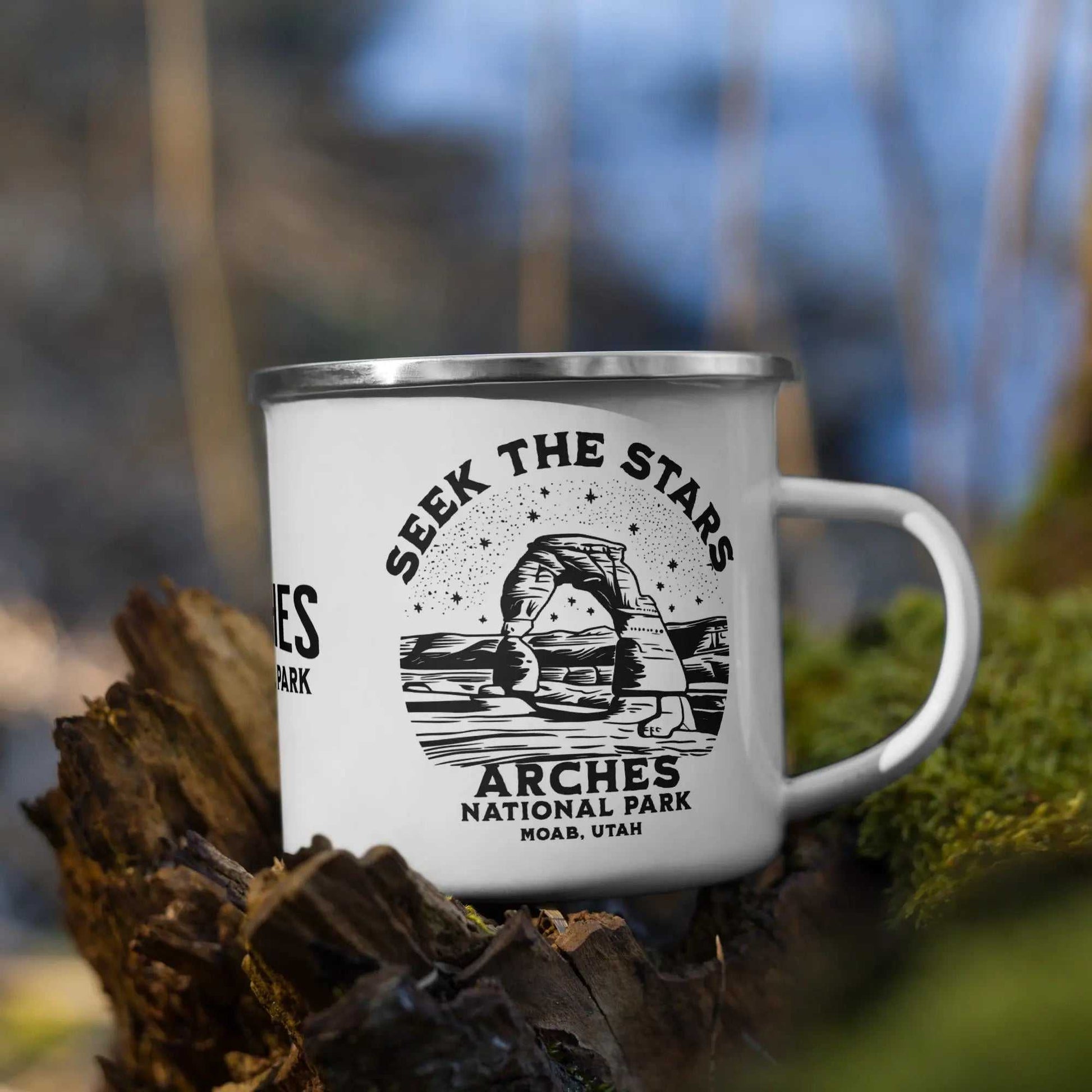 Arches National Park Seek The Stars Durable Enamel Camp Mug - MENLL