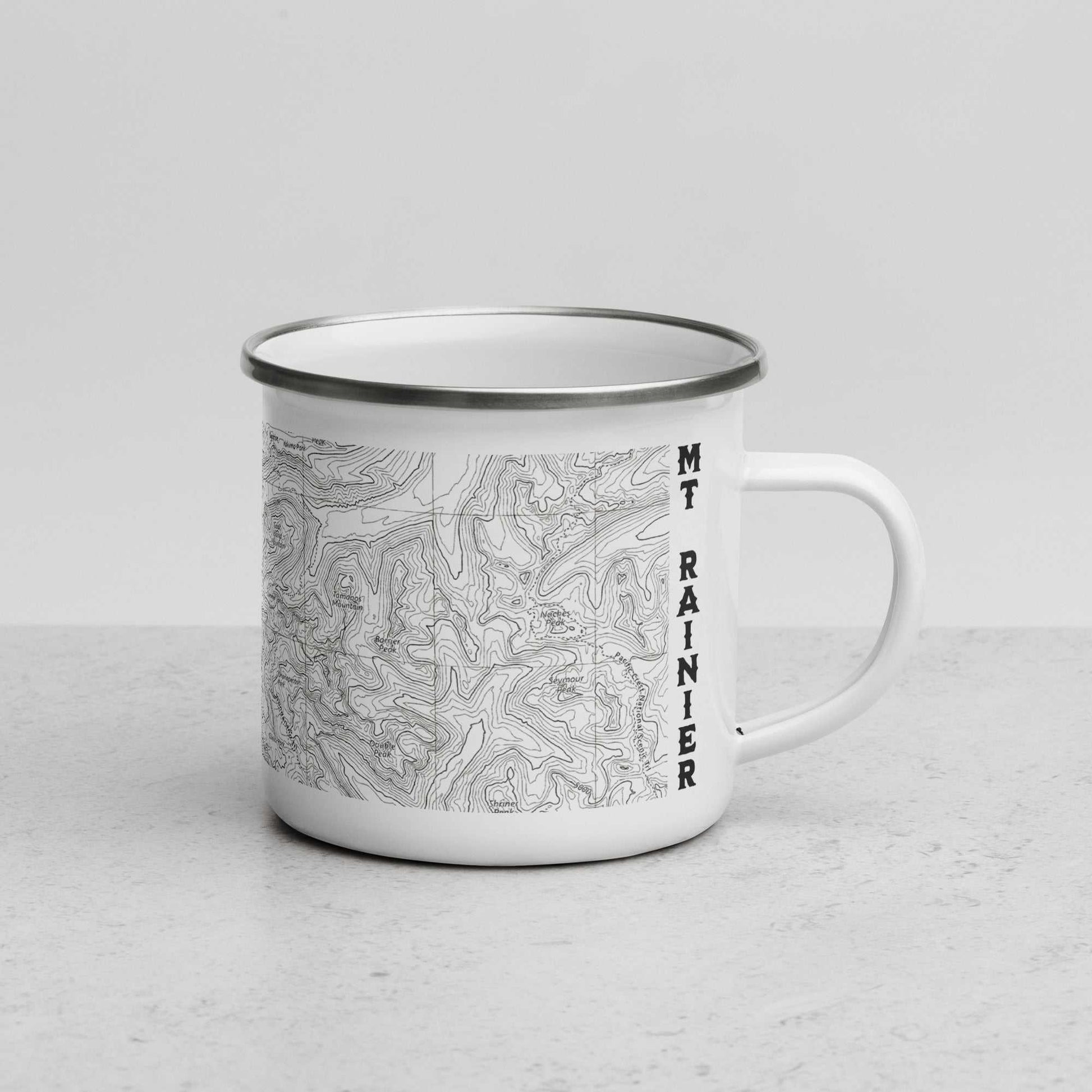 Mount Rainier Topographic Durable Enamel Camp Mug USGS National Park Map - MENLL
