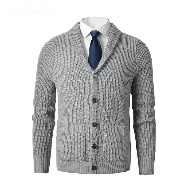 Wool Cardigan For Men, Knitted Cardigan Sweater, Classic V Neck, Button Front, Business Casual Knitwear - MENLL