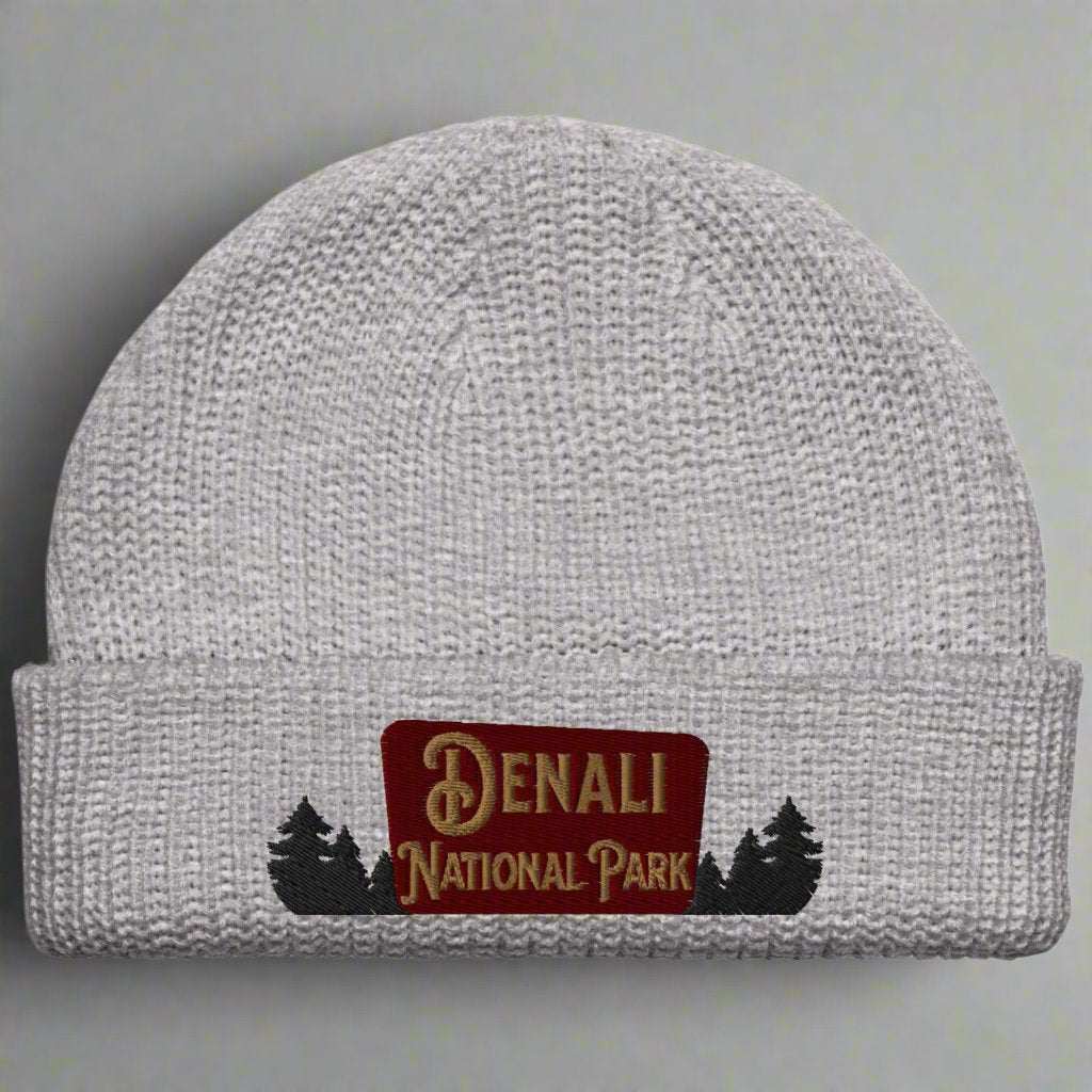 Denali National Park Sign Embroidered Beanie - MENLL