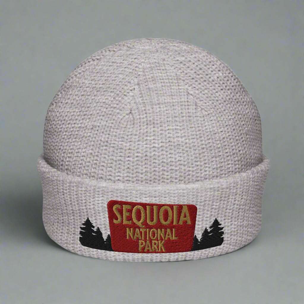 Sequoia National Park Sign Embroidered Beanie - MENLL