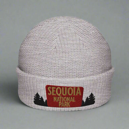 Sequoia National Park Sign Embroidered Beanie - MENLL