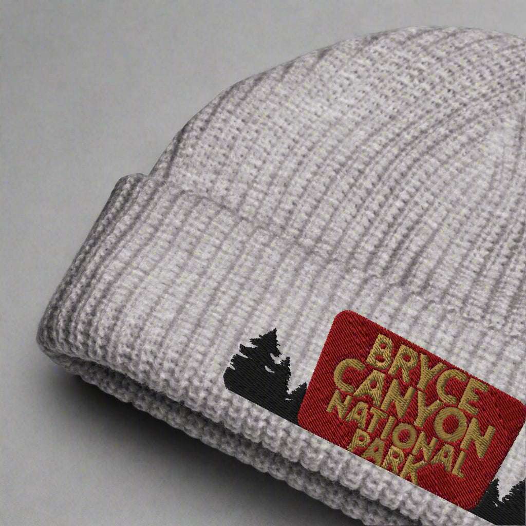Bryce Canyon National Park Sign Embroidered Wharf Beanie - MENLL