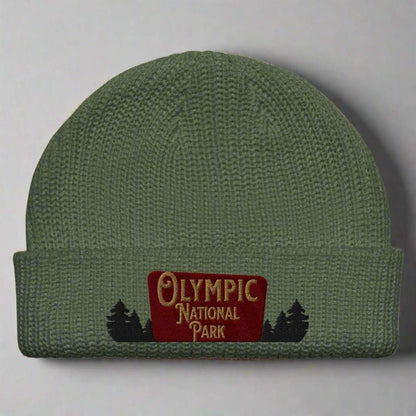 Olympic National Park Sign Embroidered Beanie Winter Hat - MENLL