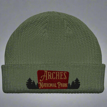 Arches National Park Sign Embroidered Beanie - MENLL