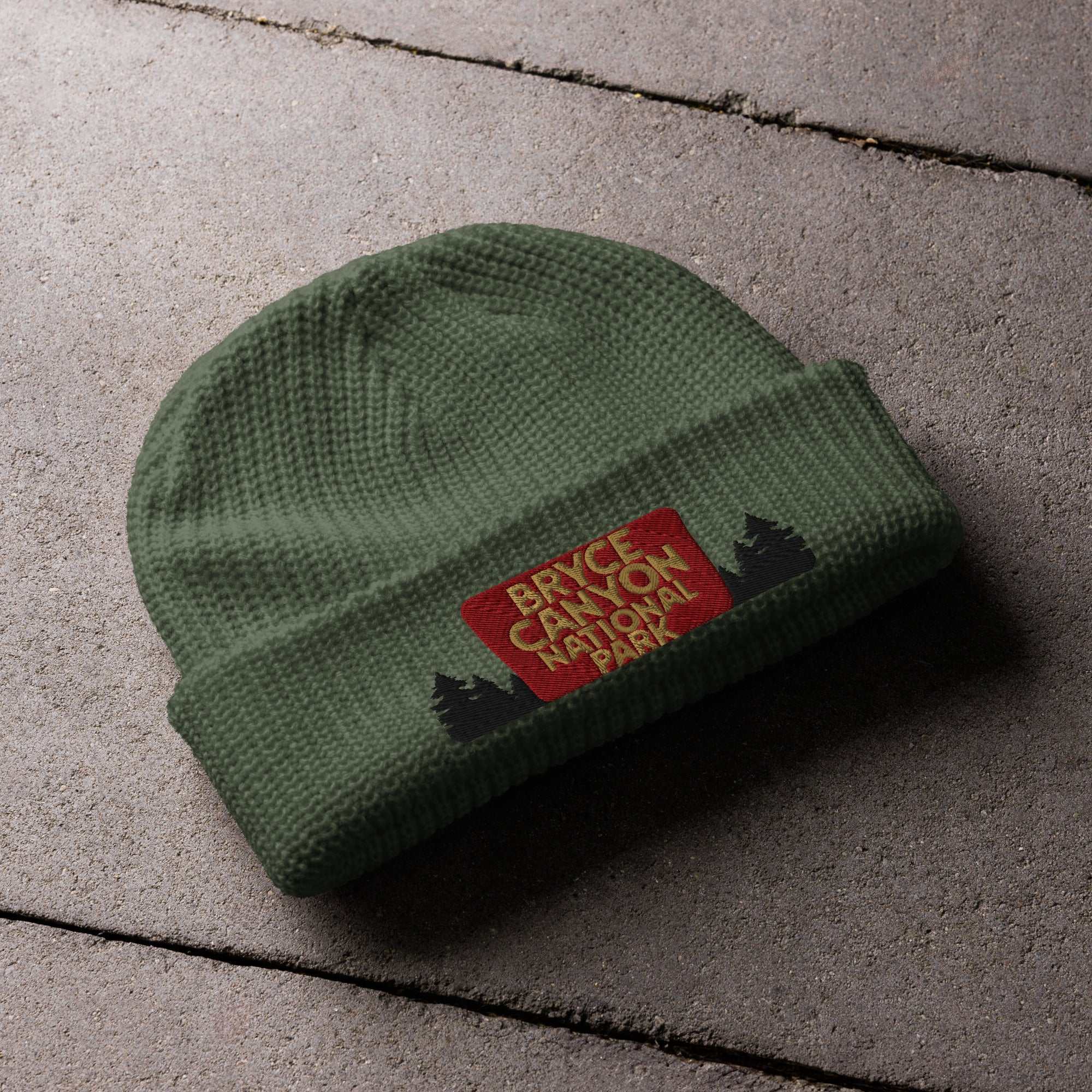 Bryce Canyon National Park Sign Embroidered Wharf Beanie - MENLL