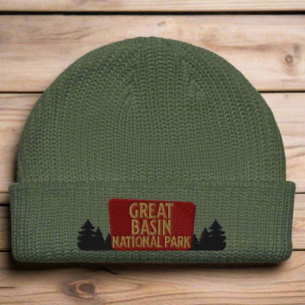 Great Basin National Park Sign Embroidered Wharf Style Beanie Winter Hat - MENLL