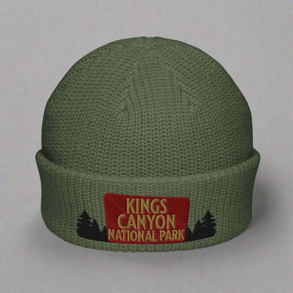 Kings Canyon National Park Sign Embroidered Beanie - MENLL
