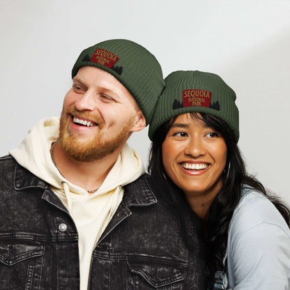Sequoia National Park Sign Embroidered Beanie - MENLL
