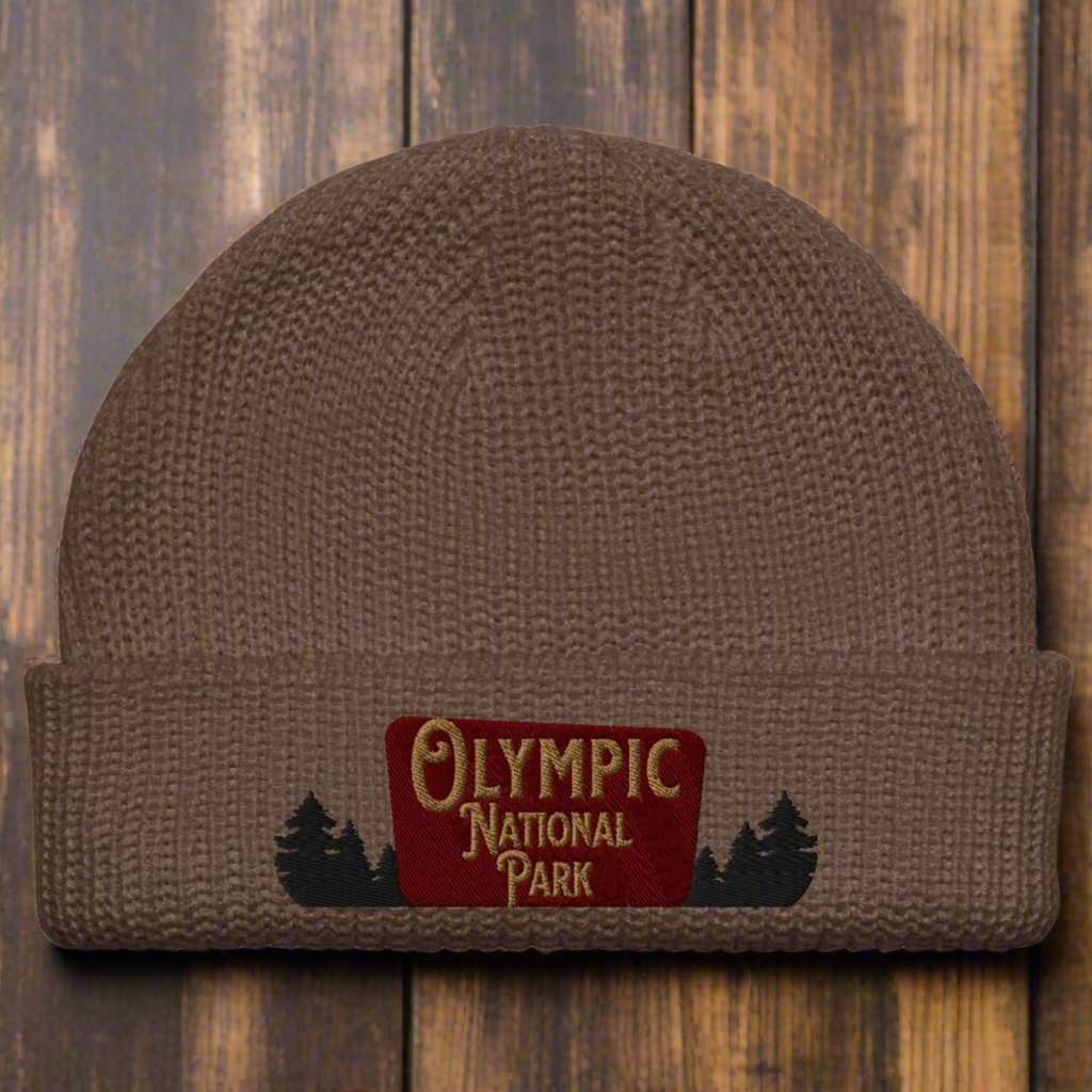 Olympic National Park Sign Embroidered Beanie Winter Hat - MENLL