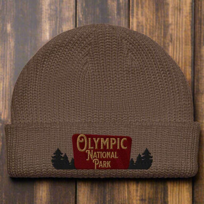 Olympic National Park Sign Embroidered Beanie Winter Hat - MENLL
